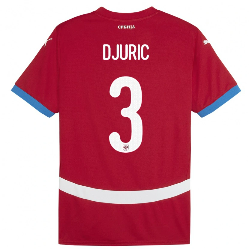 Danxen Męski Serbia David Djuric #3 Czerwony Domowa Koszulka 24-26 Koszulki Klubowe
