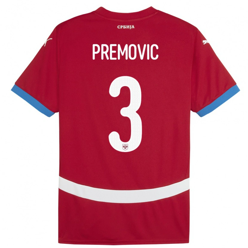 Danxen Męski Serbia Relja Premovic #3 Czerwony Domowa Koszulka 24-26 Koszulki Klubowe