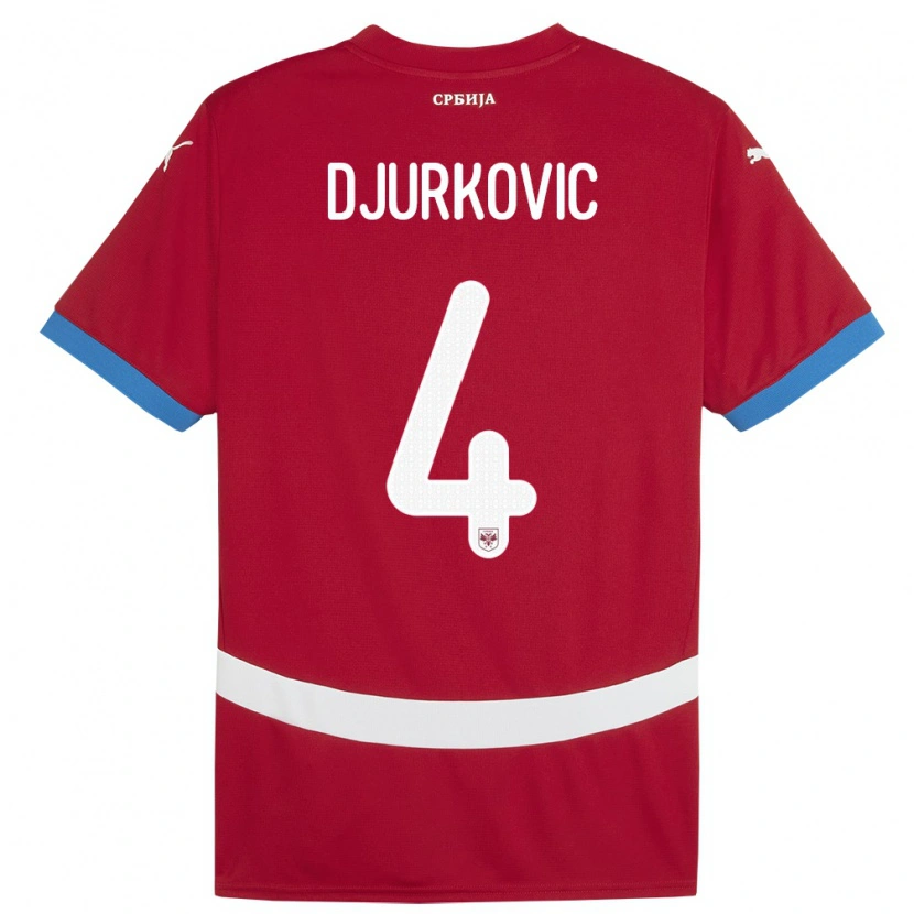 Danxen Męski Serbia Jagos Djurkovic #4 Czerwony Domowa Koszulka 24-26 Koszulki Klubowe