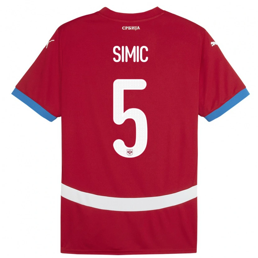 Danxen Męski Serbia Nikola Simic #5 Czerwony Domowa Koszulka 24-26 Koszulki Klubowe