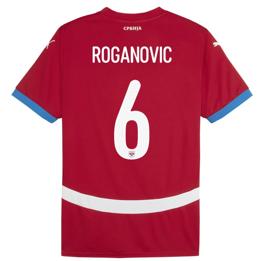 Danxen Męski Serbia Vuk Roganovic #6 Czerwony Domowa Koszulka 24-26 Koszulki Klubowe