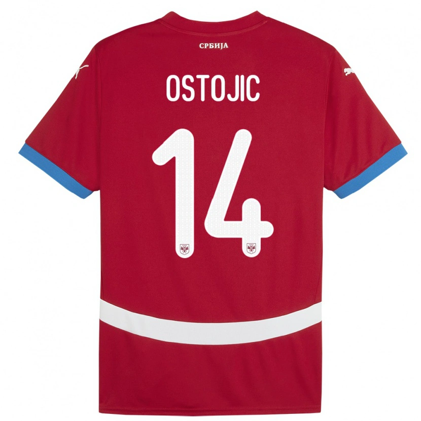 Danxen Męski Serbia Jovan Ostojic #14 Czerwony Domowa Koszulka 24-26 Koszulki Klubowe