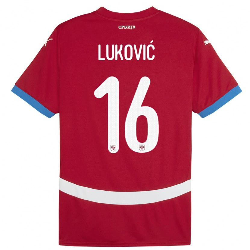 Danxen Męski Serbia Milos Lukovic #16 Czerwony Domowa Koszulka 24-26 Koszulki Klubowe