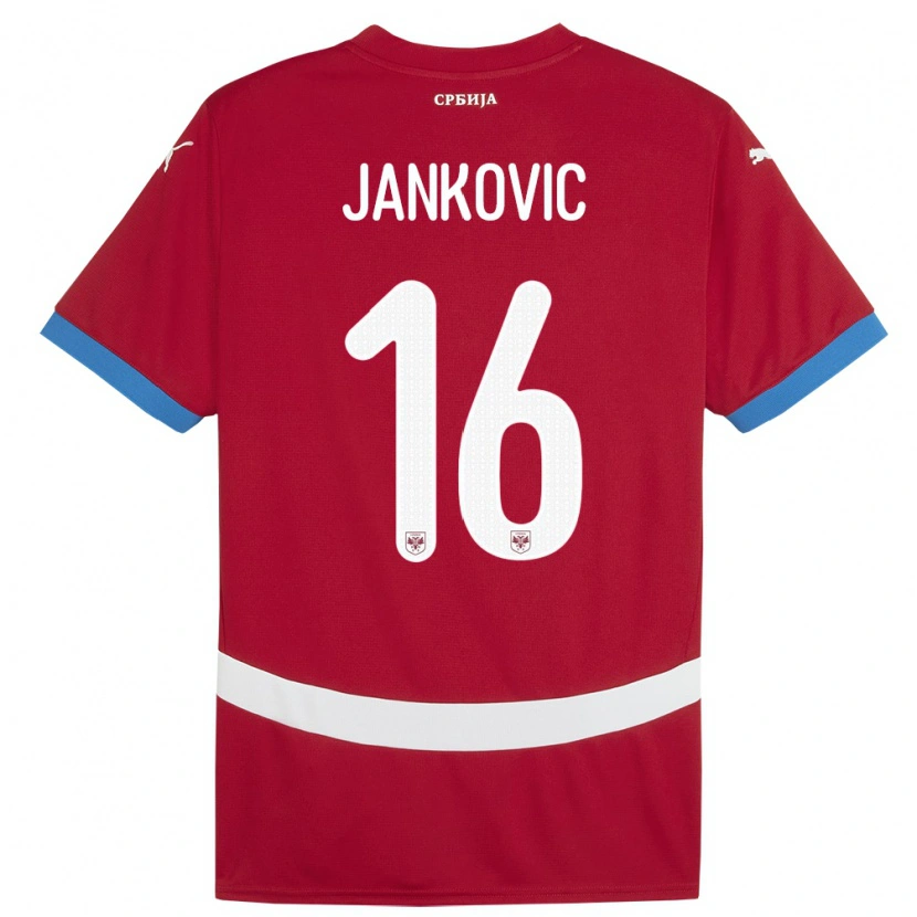 Danxen Męski Serbia Dimitrije Jankovic #16 Czerwony Domowa Koszulka 24-26 Koszulki Klubowe