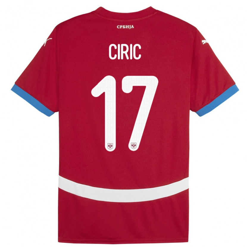 Danxen Męski Serbia Jovan Ciric #17 Czerwony Domowa Koszulka 24-26 Koszulki Klubowe