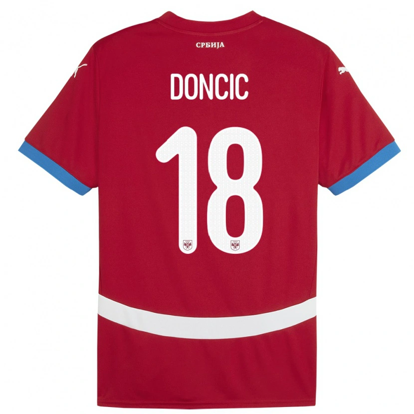 Danxen Męski Serbia Filip Doncic #18 Czerwony Domowa Koszulka 24-26 Koszulki Klubowe