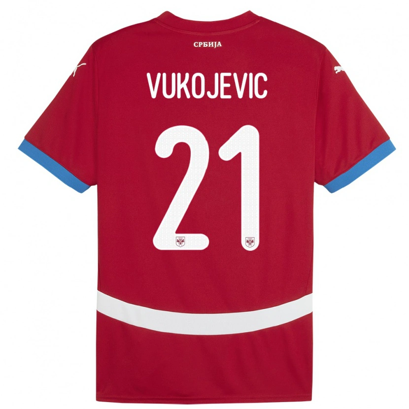 Danxen Męski Serbia Veljko Vukojevic #21 Czerwony Domowa Koszulka 24-26 Koszulki Klubowe