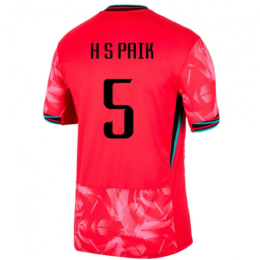 Danxen Męski Korea Południowa Seung-Ho Paik #5 Czerwony Domowa Koszulka 24-26 Koszulki Klubowe