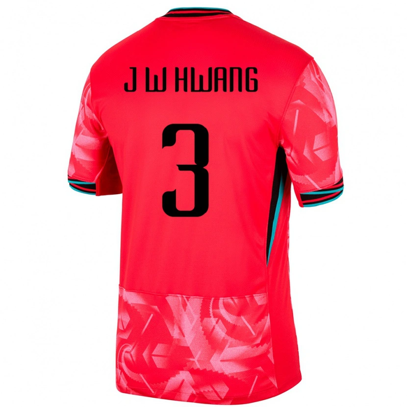 Danxen Męski Korea Południowa Jae-Won Hwang #3 Czerwony Domowa Koszulka 24-26 Koszulki Klubowe