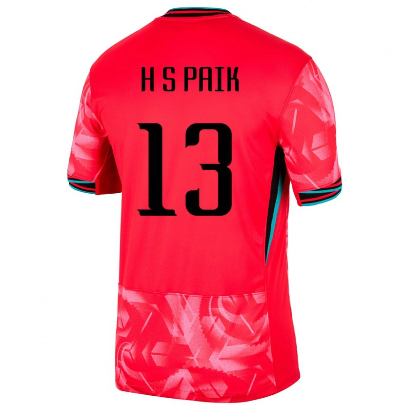 Danxen Męski Korea Południowa Sang-Hoon Paik #13 Czerwony Domowa Koszulka 24-26 Koszulki Klubowe