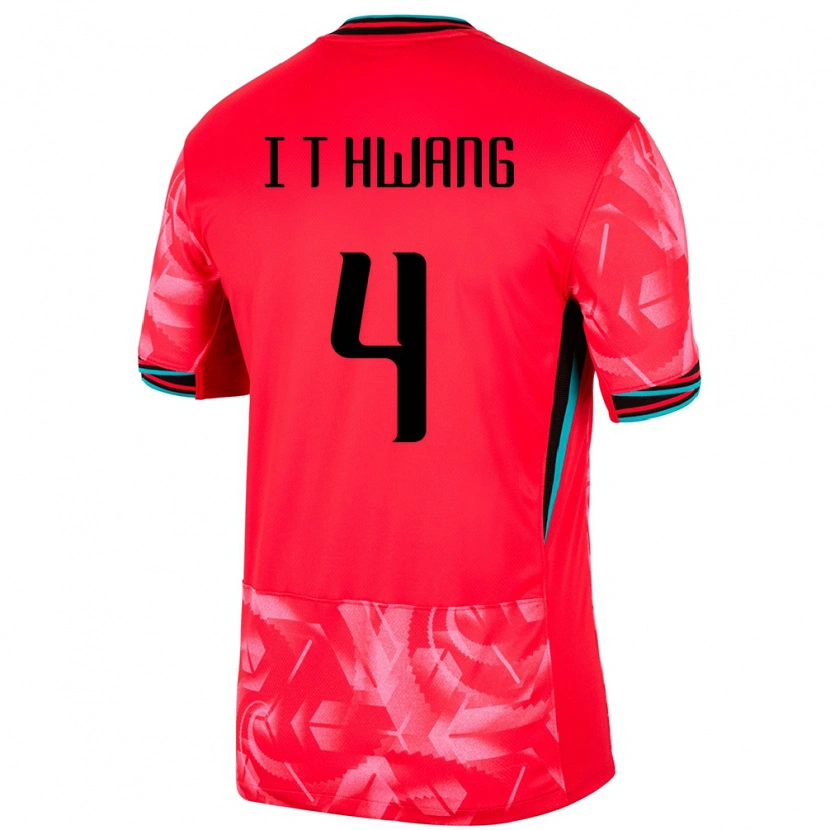 Danxen Męski Korea Południowa Hwang In Taek #4 Czerwony Domowa Koszulka 24-26 Koszulki Klubowe