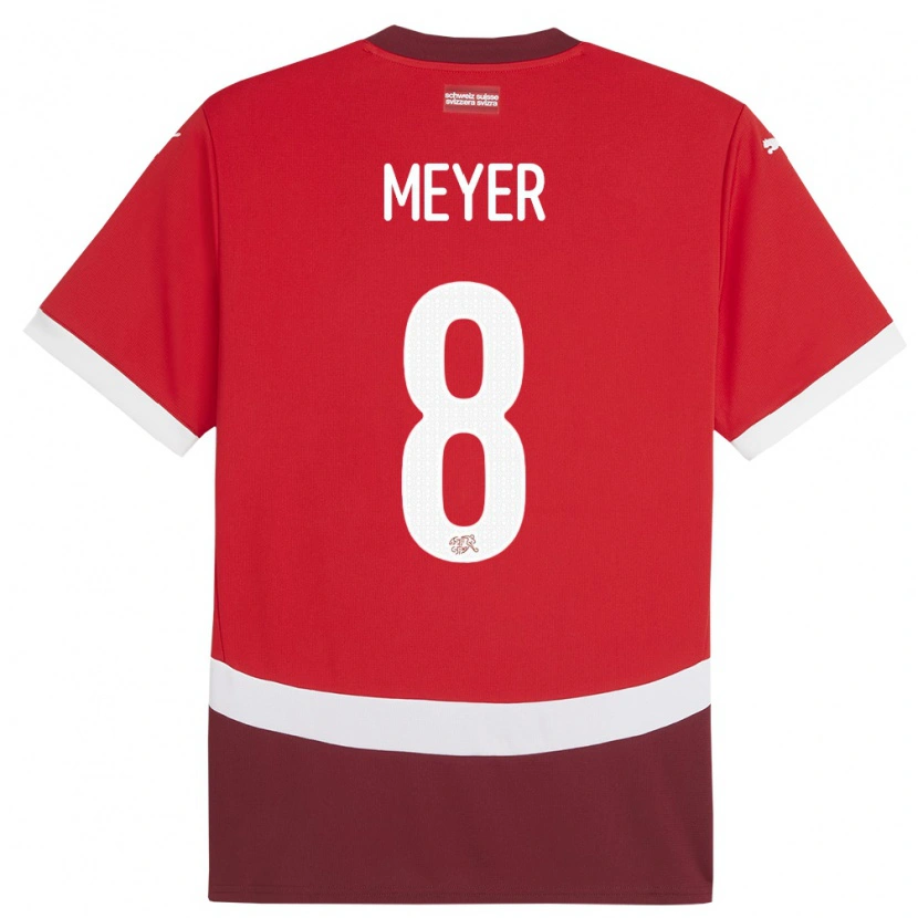Danxen Męski Szwajcaria Tim Meyer #8 Czerwony Domowa Koszulka 24-26 Koszulki Klubowe