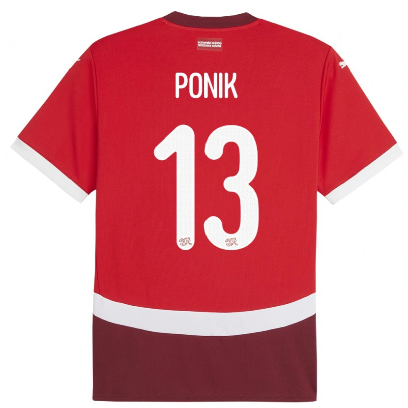 Danxen Męski Szwajcaria Gentian Ponik #13 Czerwony Domowa Koszulka 24-26 Koszulki Klubowe
