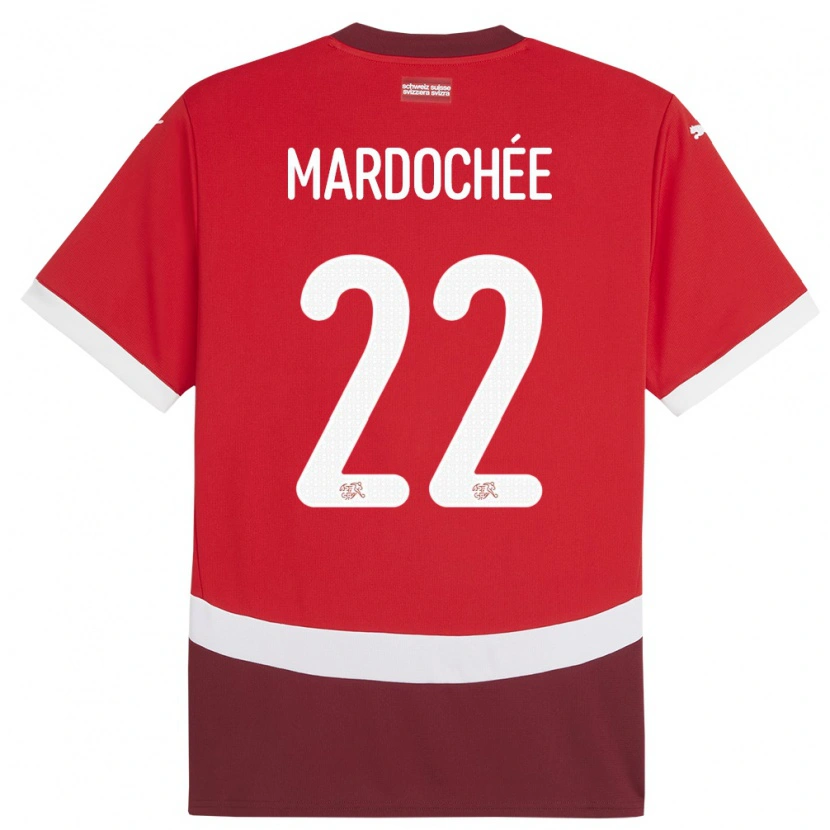 Danxen Męski Szwajcaria Miguel Mardochée #22 Czerwony Domowa Koszulka 24-26 Koszulki Klubowe