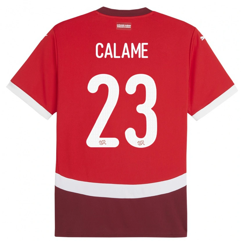 Danxen Męski Szwajcaria Marouane Calame #23 Czerwony Domowa Koszulka 24-26 Koszulki Klubowe