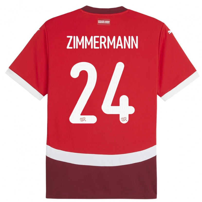 Danxen Męski Szwajcaria Mio Zimmermann #24 Czerwony Domowa Koszulka 24-26 Koszulki Klubowe