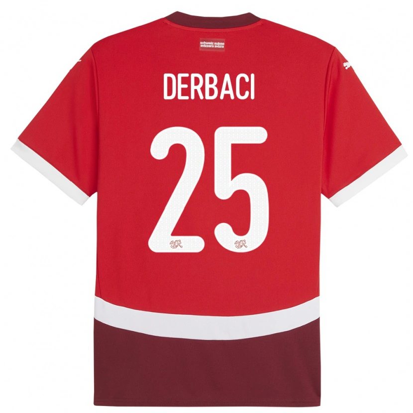 Danxen Męski Szwajcaria Dorian Derbaci #25 Czerwony Domowa Koszulka 24-26 Koszulki Klubowe
