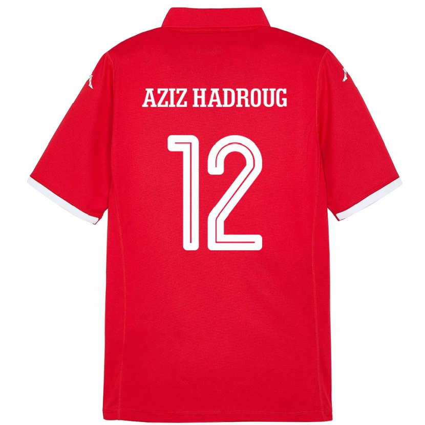 Danxen Męski Tunezja Mohamed Aziz Hadroug #12 Czerwony Domowa Koszulka 24-26 Koszulki Klubowe