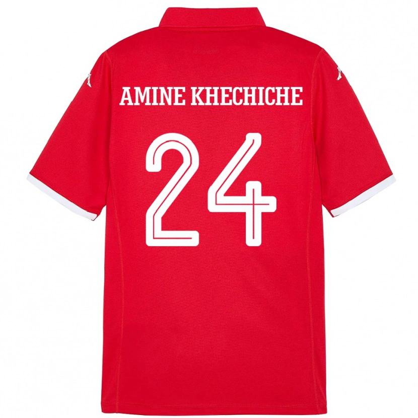 Danxen Męski Tunezja Mohamed Amine Khechiche #24 Czerwony Domowa Koszulka 24-26 Koszulki Klubowe
