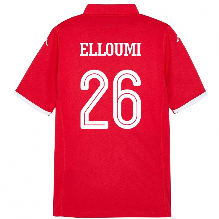 Danxen Męski Tunezja Khalil Elloumi #26 Czerwony Domowa Koszulka 24-26 Koszulki Klubowe