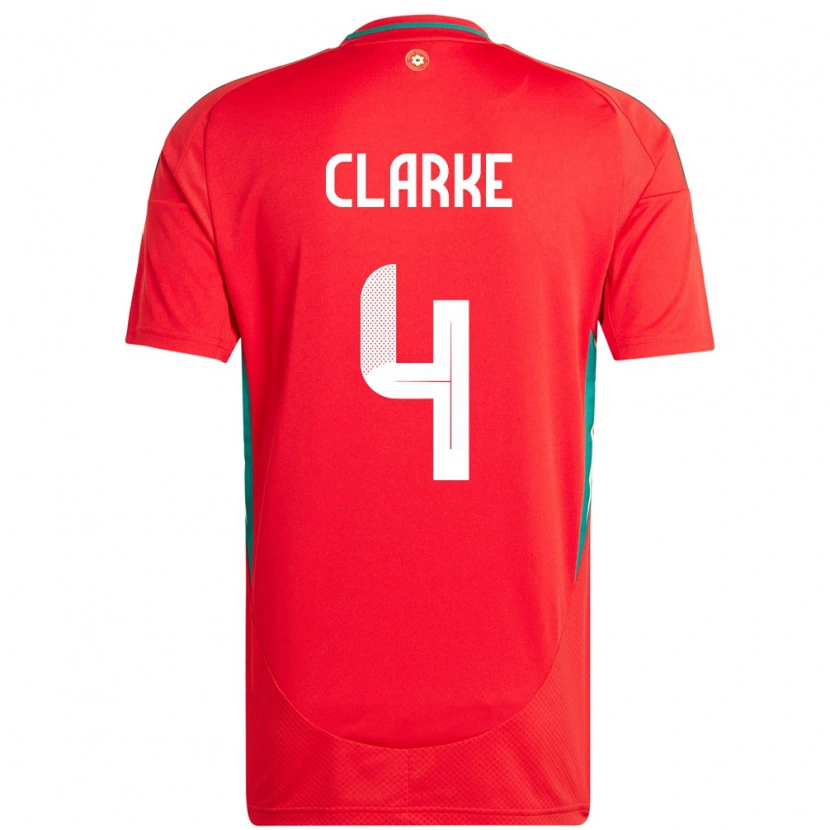Danxen Męski Walia Brayden Clarke #4 Czerwony Domowa Koszulka 24-26 Koszulki Klubowe