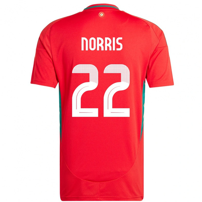 Danxen Męski Walia Jacob Norris #22 Czerwony Domowa Koszulka 24-26 Koszulki Klubowe