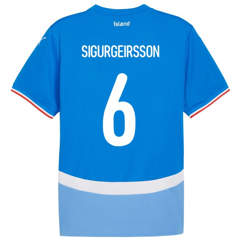 Danxen Męski Islandia Rúnar Thór Sigurgeirsson #6 Niebieski Domowa Koszulka 24-26 Koszulki Klubowe