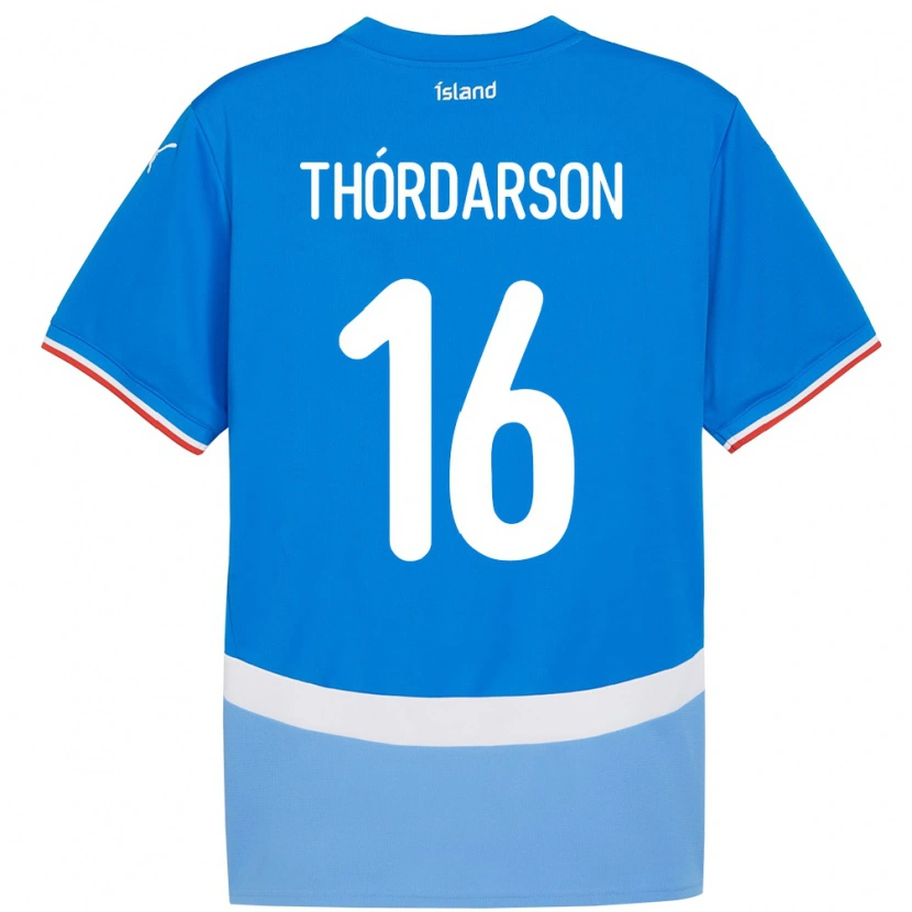 Danxen Męski Islandia Gísli Thórdarson #16 Niebieski Domowa Koszulka 24-26 Koszulki Klubowe