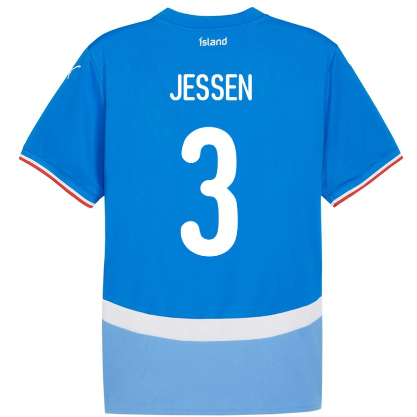 Danxen Męski Islandia Sandra Jessen #3 Niebieski Domowa Koszulka 24-26 Koszulki Klubowe