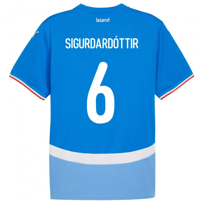 Danxen Męski Islandia Ingibjörg Sigurðardóttir #6 Niebieski Domowa Koszulka 24-26 Koszulki Klubowe