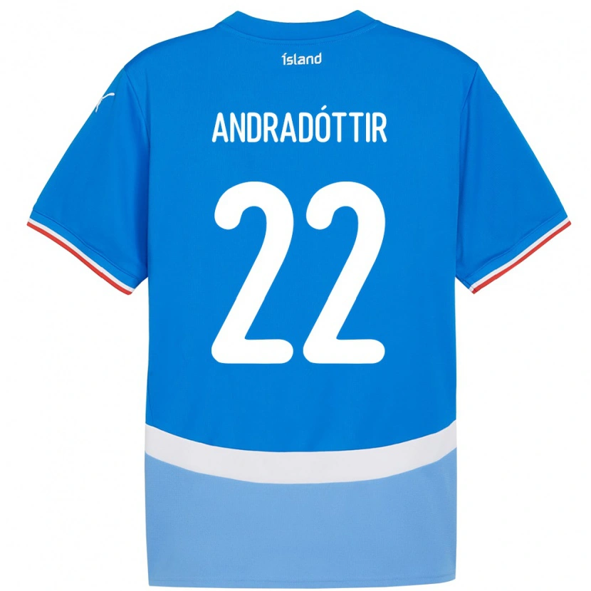 Danxen Męski Islandia Amanda Andradóttir #22 Niebieski Domowa Koszulka 24-26 Koszulki Klubowe
