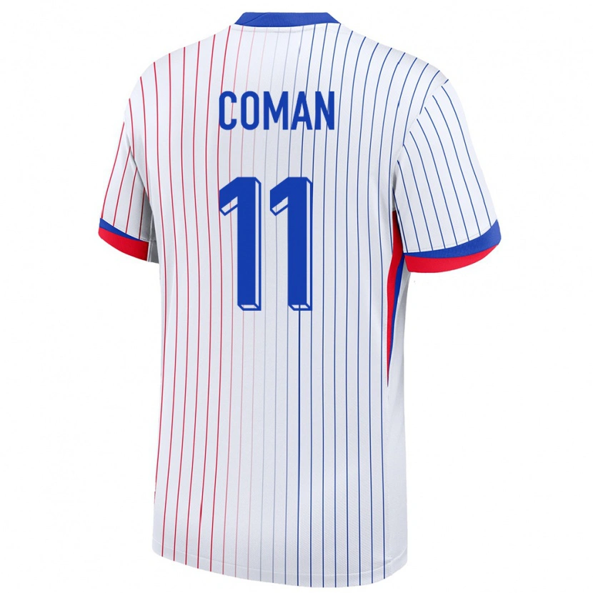 Danxen Męski Francja Kingsley Coman #11 Biały Wyjazdowa Koszulka 24-26 Koszulki Klubowe