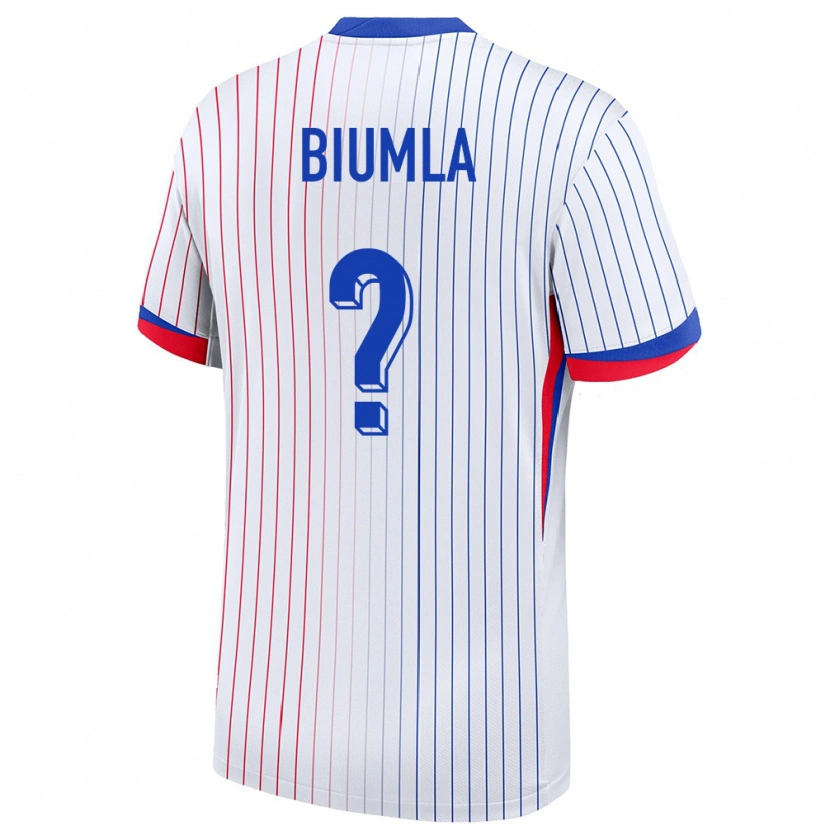 Danxen Męski Francja Emmanuel Biumla #0 Biały Wyjazdowa Koszulka 24-26 Koszulki Klubowe