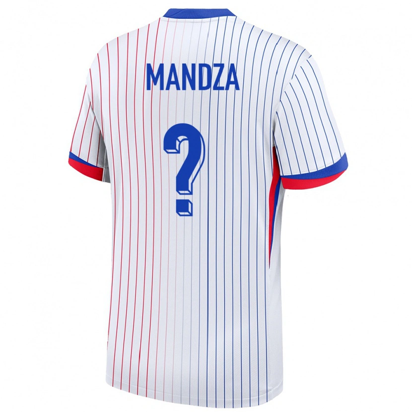 Danxen Męski Francja Xavier Mandza #0 Biały Wyjazdowa Koszulka 24-26 Koszulki Klubowe