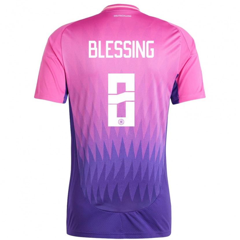 Danxen Męski Niemcy Èlisée Blessing #8 Różowy Fiolet Wyjazdowa Koszulka 24-26 Koszulki Klubowe