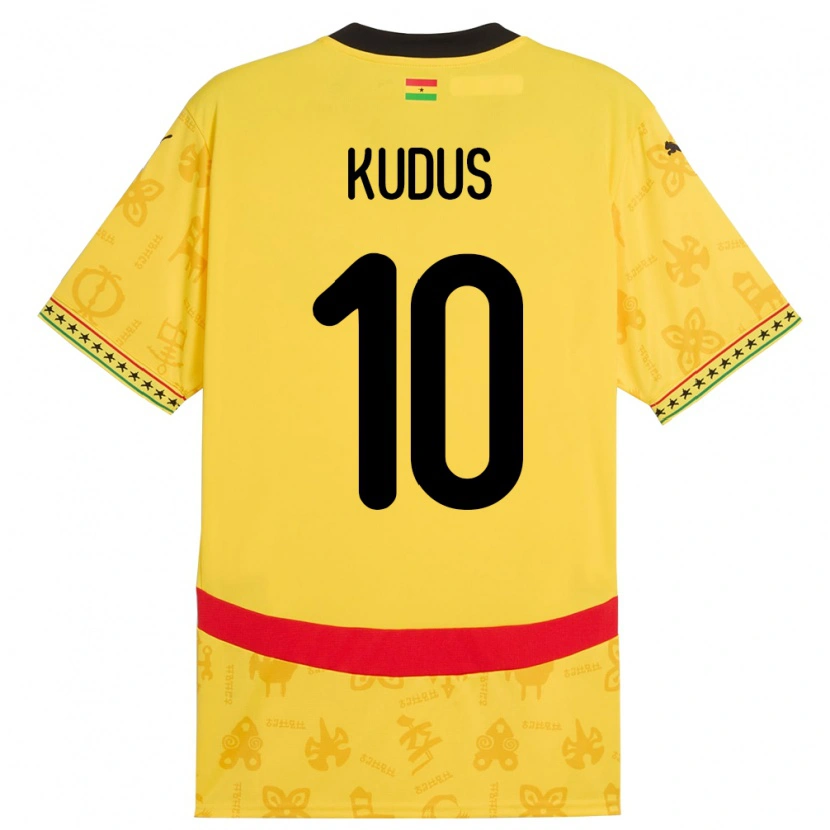 Danxen Męski Ghana Mohammed Kudus #10 Żółty Wyjazdowa Koszulka 24-26 Koszulki Klubowe