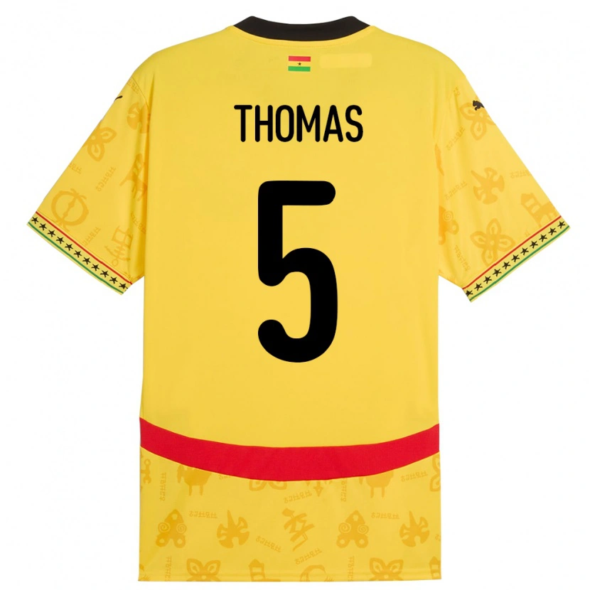 Danxen Męski Ghana Thomas Partey #5 Żółty Wyjazdowa Koszulka 24-26 Koszulki Klubowe