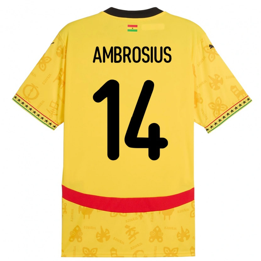 Danxen Męski Ghana Stephan Ambrosius #14 Żółty Wyjazdowa Koszulka 24-26 Koszulki Klubowe