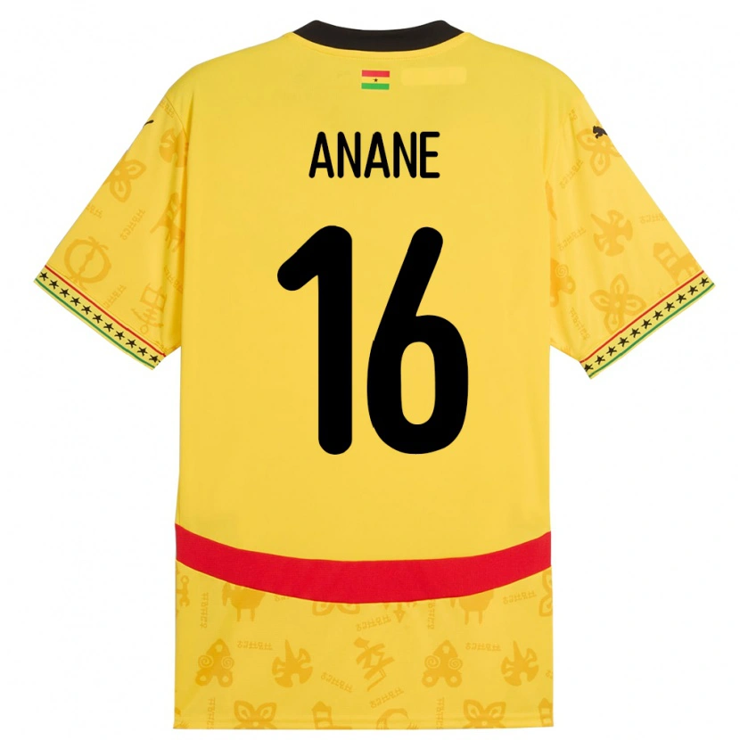 Danxen Męski Ghana Vincent Anane #16 Żółty Wyjazdowa Koszulka 24-26 Koszulki Klubowe