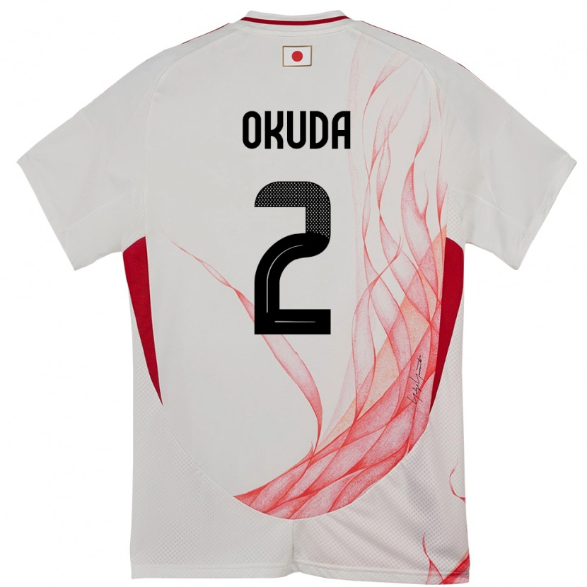 Danxen Męski Japonia Hayato Okuda #2 Biały Wyjazdowa Koszulka 24-26 Koszulki Klubowe