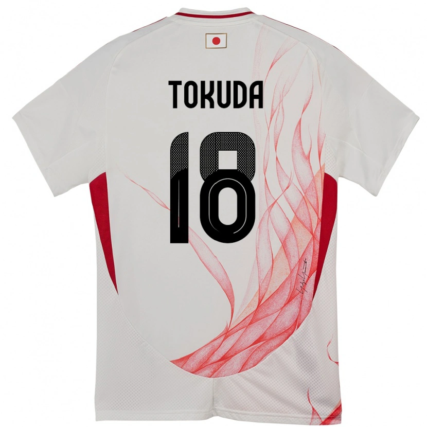 Danxen Męski Japonia Homare Tokuda #18 Biały Wyjazdowa Koszulka 24-26 Koszulki Klubowe