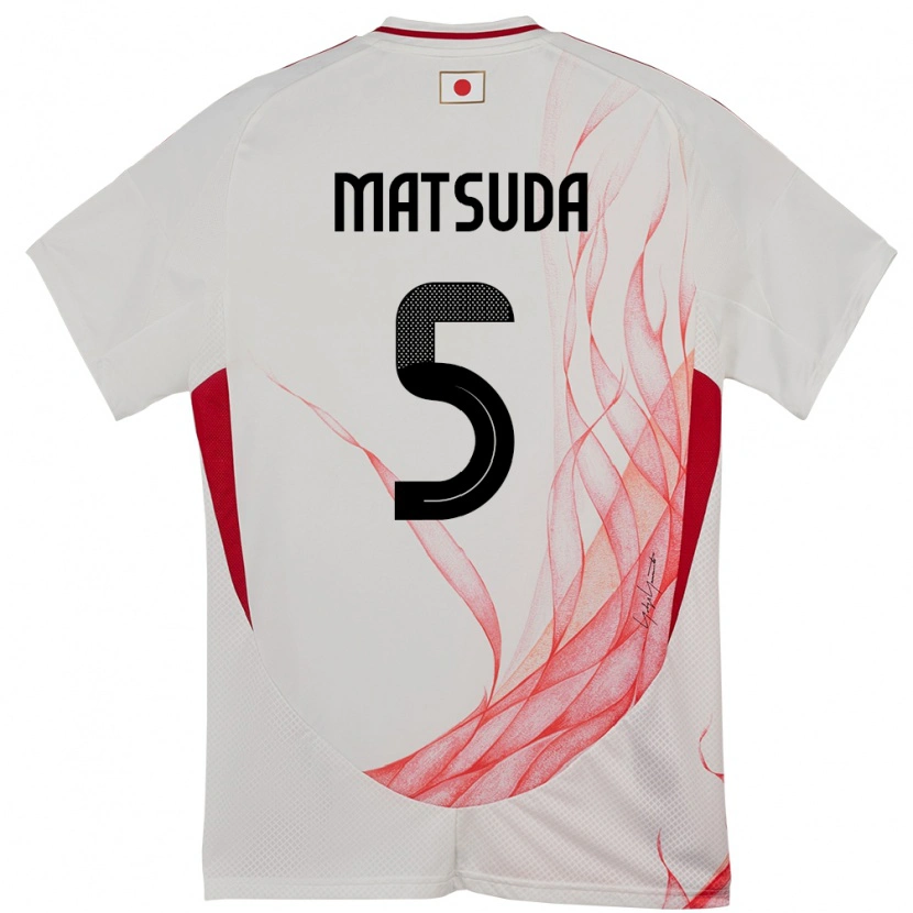 Danxen Męski Japonia Hayate Matsuda #5 Biały Wyjazdowa Koszulka 24-26 Koszulki Klubowe