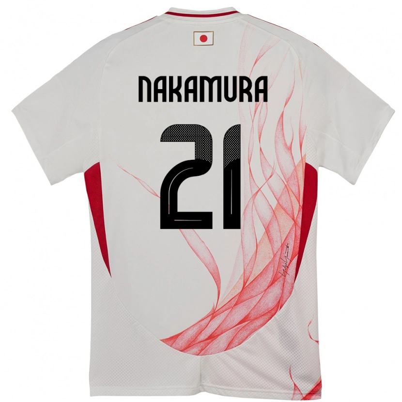 Danxen Męski Japonia Jiro Nakamura #21 Biały Wyjazdowa Koszulka 24-26 Koszulki Klubowe