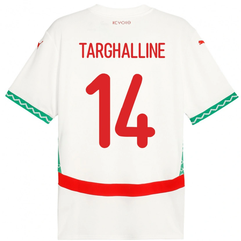 Danxen Męski Maroko Oussama Targhalline #14 Biały Wyjazdowa Koszulka 24-26 Koszulki Klubowe