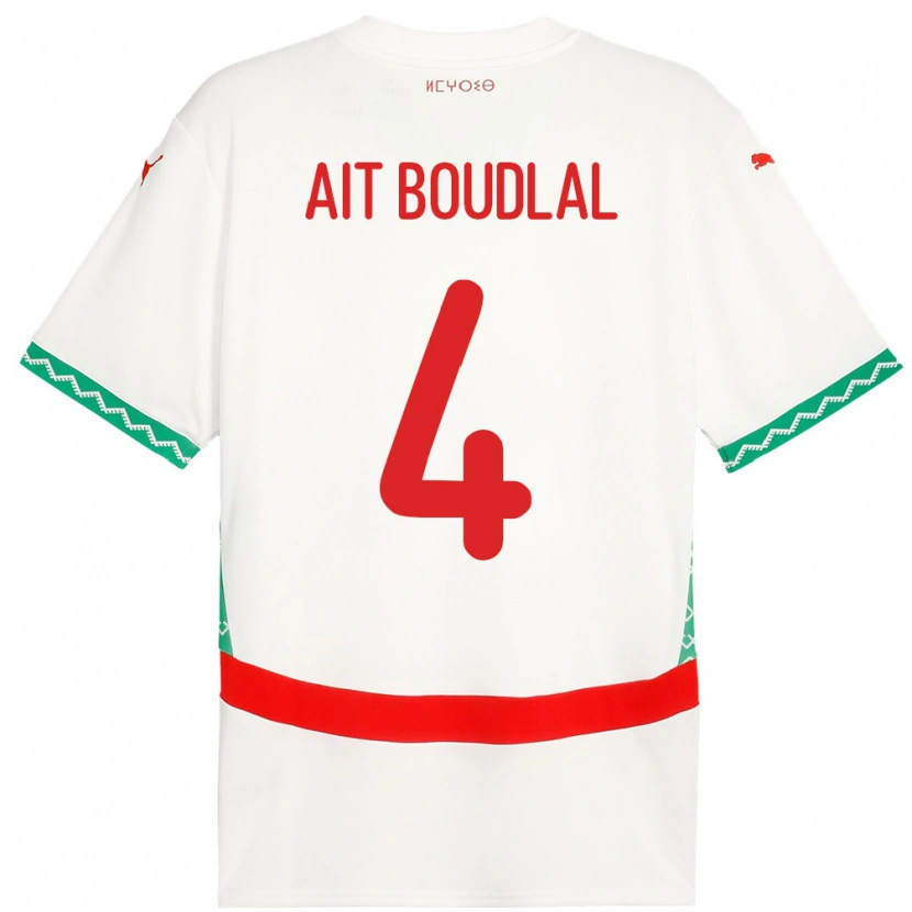 Danxen Męski Maroko Abdelhamid Ait Boudlal #4 Biały Wyjazdowa Koszulka 24-26 Koszulki Klubowe