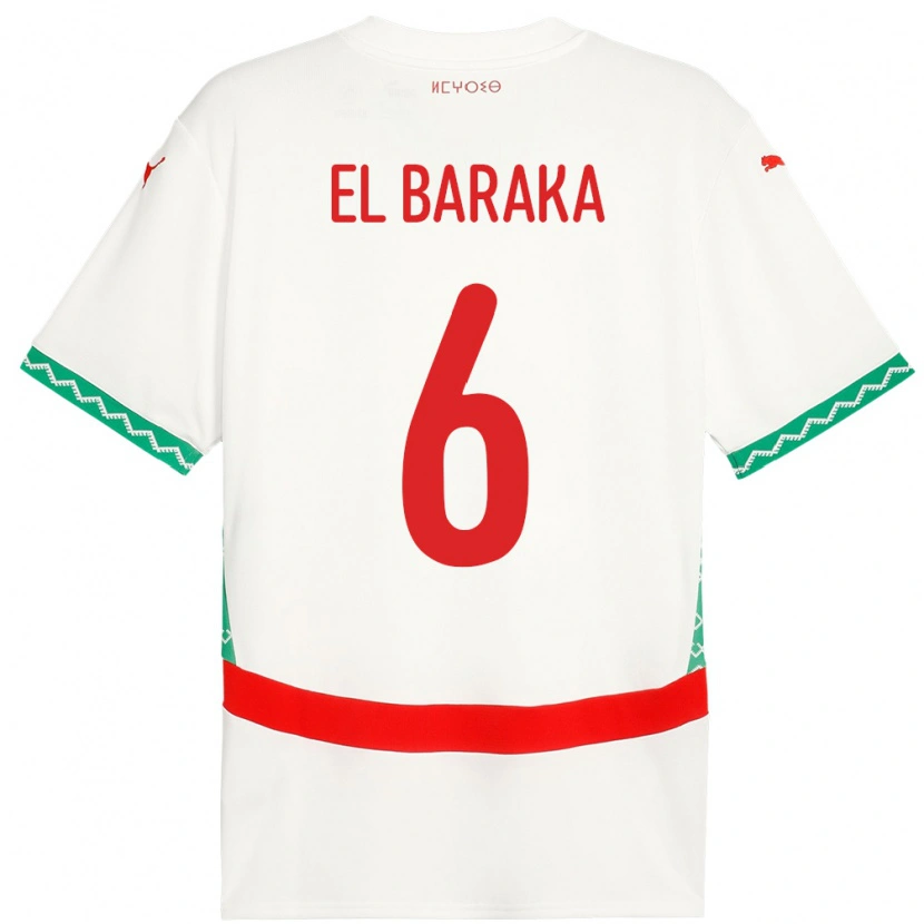 Danxen Męski Maroko Jibril El Baraka #6 Biały Wyjazdowa Koszulka 24-26 Koszulki Klubowe