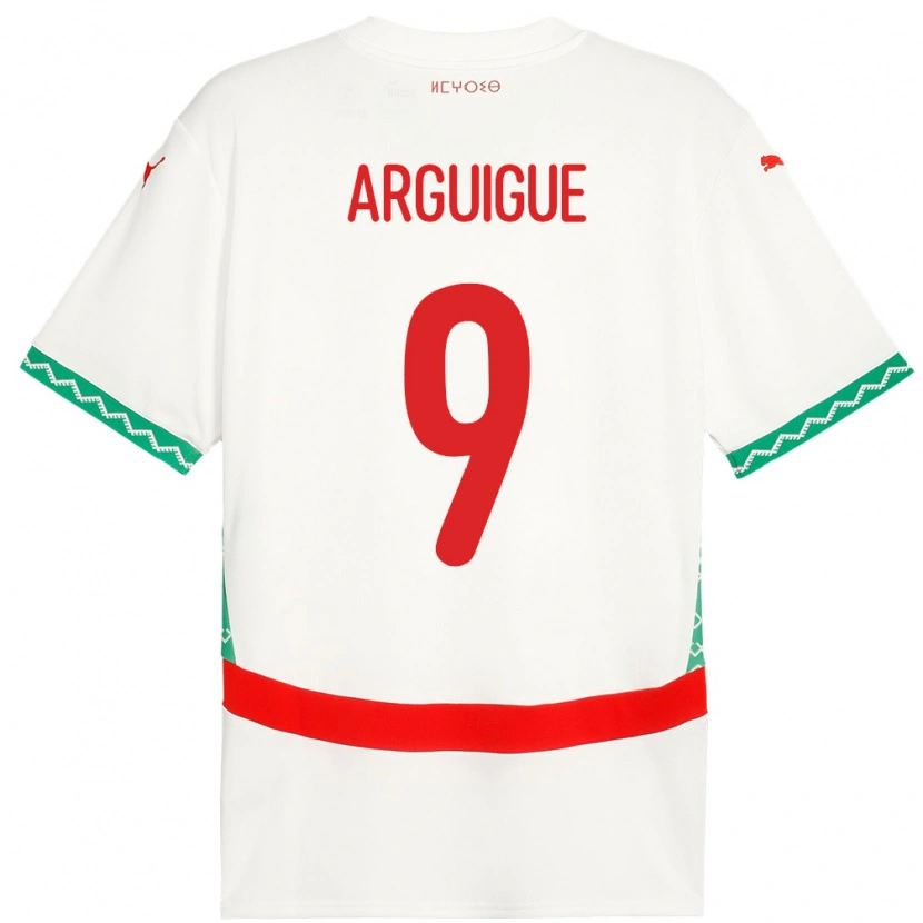 Danxen Męski Maroko Ayman Arguigue #9 Biały Wyjazdowa Koszulka 24-26 Koszulki Klubowe