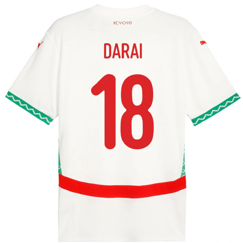Danxen Męski Maroko Hamza Darai #18 Biały Wyjazdowa Koszulka 24-26 Koszulki Klubowe