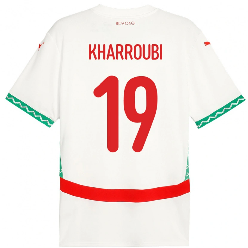 Danxen Męski Maroko Amine Kharroubi #19 Biały Wyjazdowa Koszulka 24-26 Koszulki Klubowe