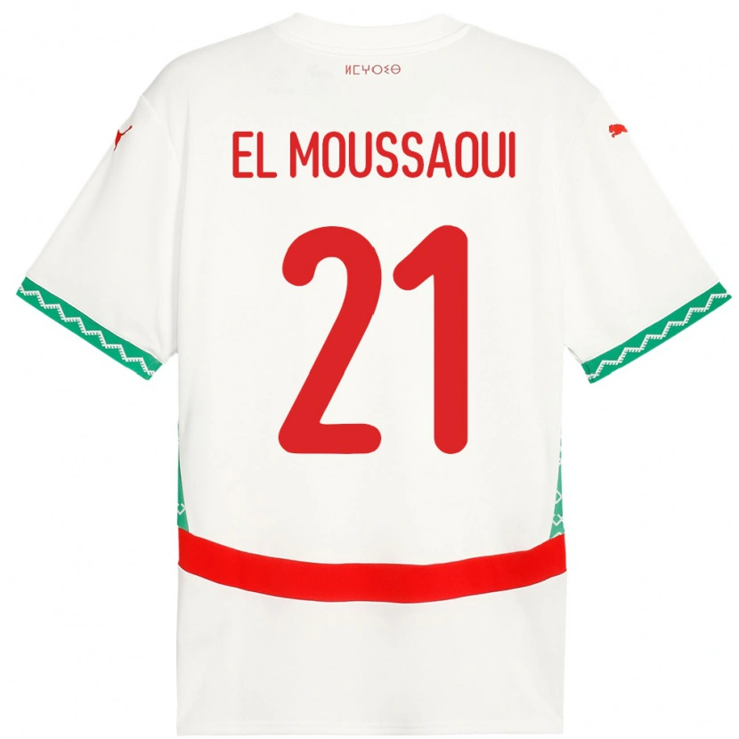 Danxen Męski Maroko Tajeddine El Moussaoui #21 Biały Wyjazdowa Koszulka 24-26 Koszulki Klubowe